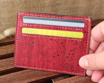 Porta carte di credito in sughero vegano: mini portafoglio minimalista