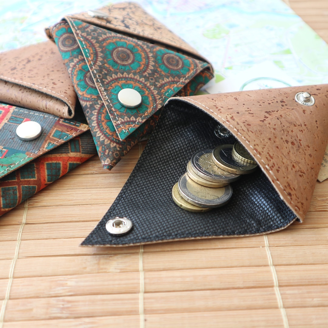 Triangular Coin Purse Cork Triangle Coin Purse Change and Earphone Holder - Etsy