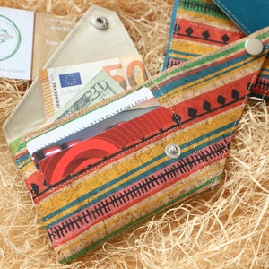 Cork wallet women Small wallet Cute minimal wallet Compact cardholder wallet Boho wallet image 6