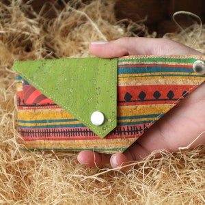 Cork wallet women Small wallet Cute minimal wallet Compact cardholder wallet Boho wallet Green