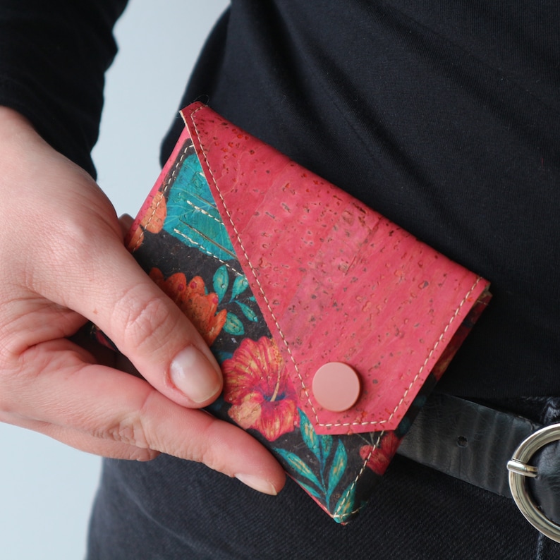Adorable petit portefeuille pour femme Portefeuille mince végétalien Porte-cartes image 10