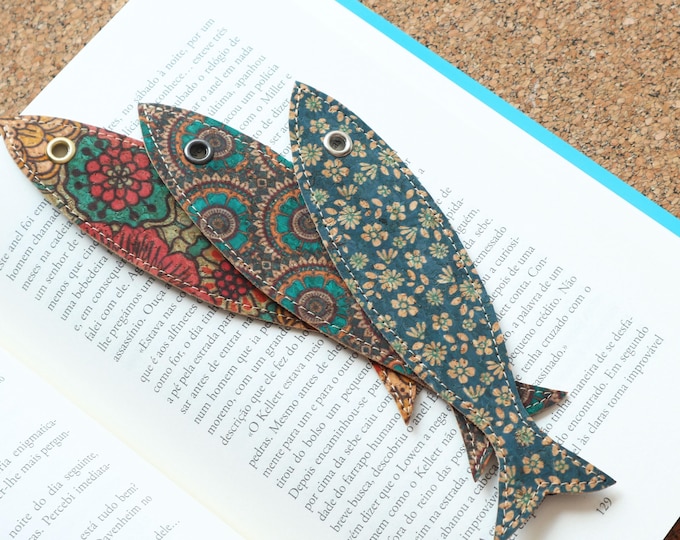 Cork bookmark Cute fish bookmark Book page holder Book marks Unique bookmarks Book Club Sardine bookmark