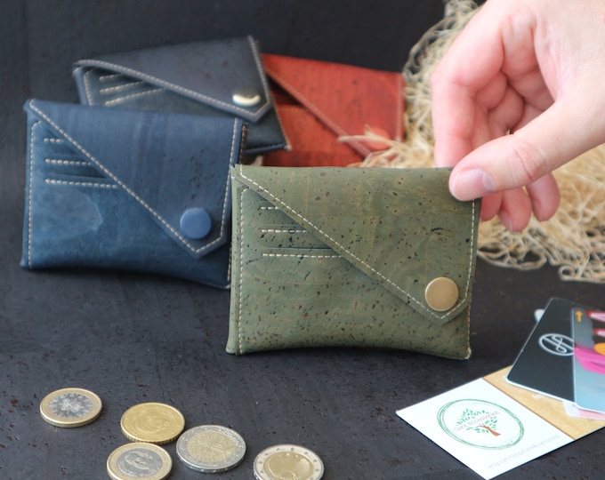 Cork wallet men minimalist, Cute compact wallet men, Cash wallet men, Bike wallet, Slim blue wallet, eco friendly wallet men