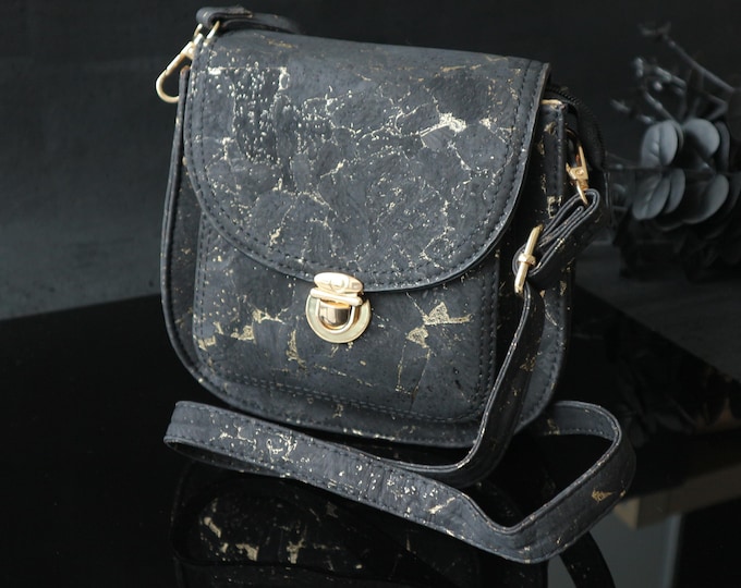 Cork purse, Crossbody purse for women,  Black small bag, evening bags, gold purse, vegan bag, cork crossbody bags, burgandy purses