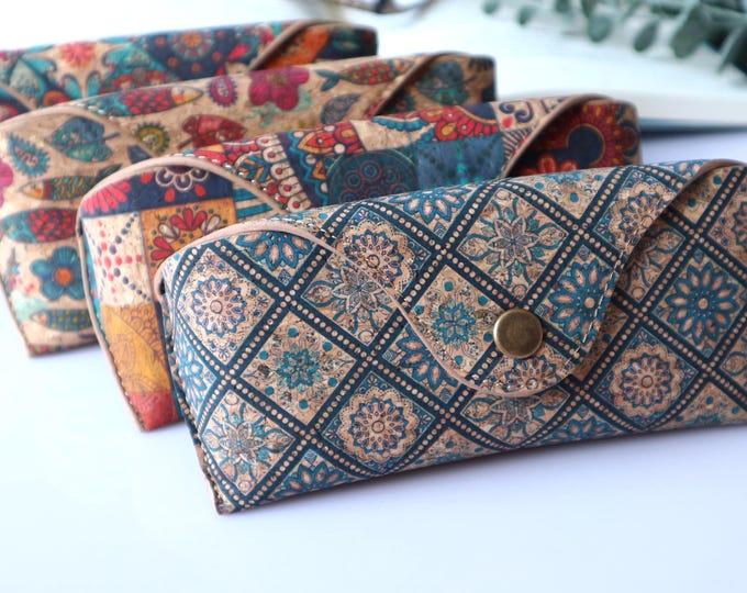 Cork colorful sun glasses case Cute glasses case Soft boho glasses case Eye glasses case for men and women