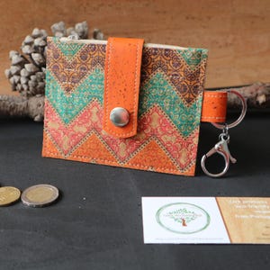 Card Wallet Frauen Schlüsselbund Kork-Kartenhalter-Schlüsselring Schlanke Brieftasche Cute Snap Brieftasche