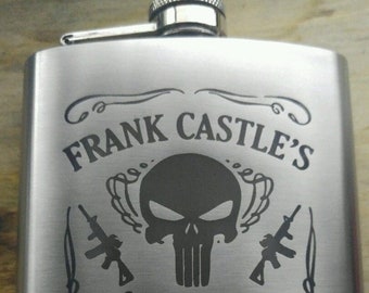 Punisher Flask for Liquor and Funnel 6 Oz Pocket Hip Flask with gift box Fan G 