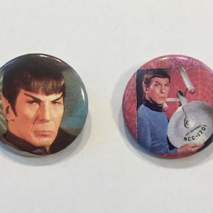 STAR TREK Pin/Button * Pin Circa 1980s * Vintage * Original * Spock * Leonard Nimoy * 2 styles to choose from * Price listed is per each pin