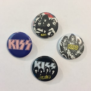 Kiss Pin/Button * Pin Circa 1980s * Vintage * Original * 4 styles to choose from * Price listed is per each pin
