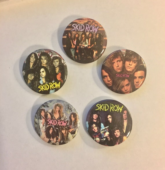 Skid Row Pin/Button * Pin Circa 1980s * Vintage * Original * Sabo * Bolan * Bach * 5 styles to choose from * Price listed is per each pin