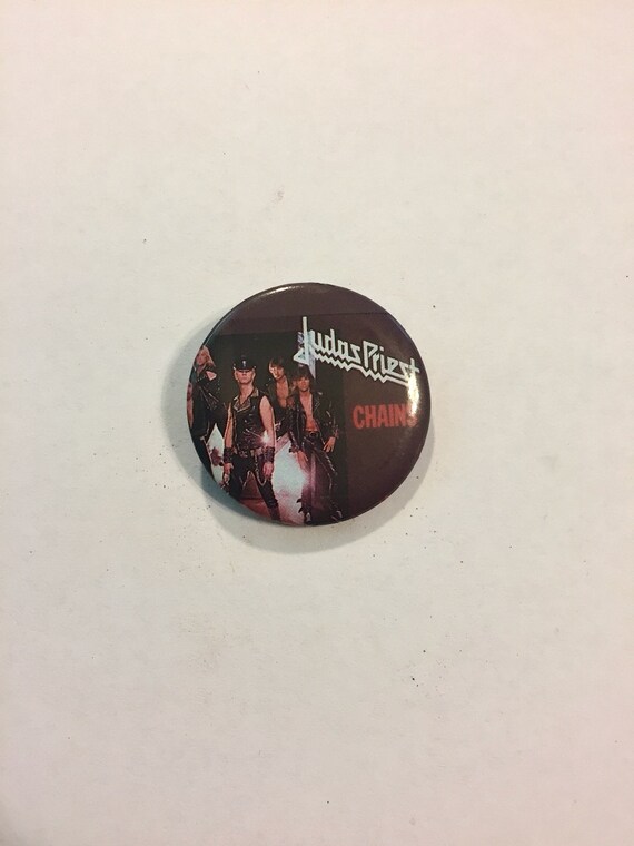 VINTAGE 1980S JUDOR PRIEST Judas Priest prismatic crystal badge button