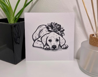 Golden Labrador Puppy Dog Gift Ribbon Art Print