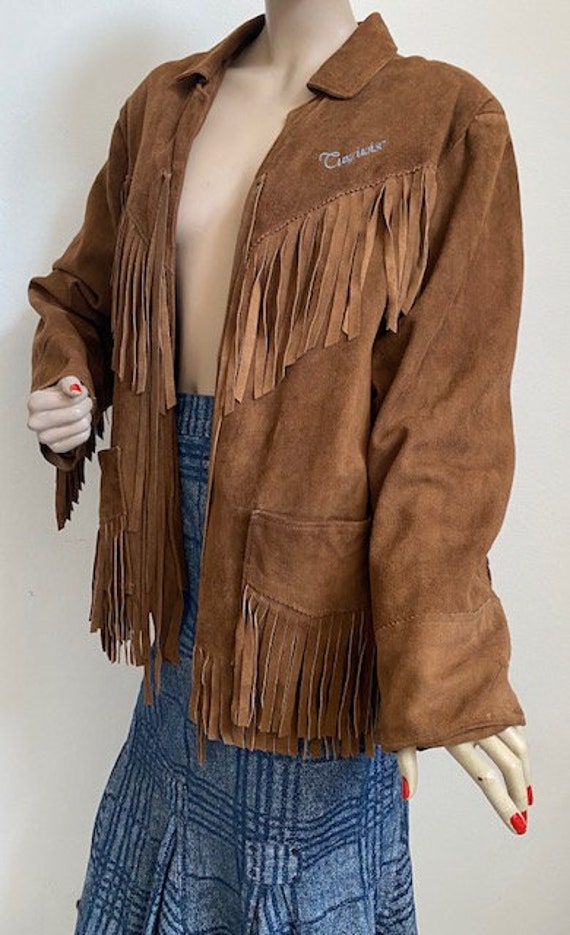 70s vintage suede fringed jacket