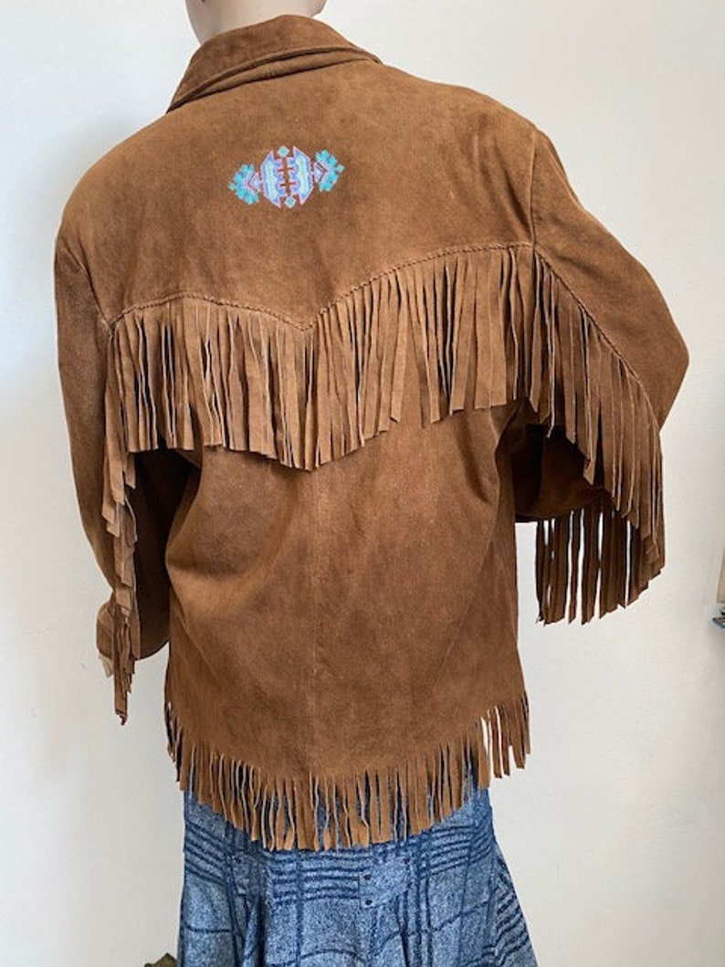 70s vintage suede fringed jacket | Etsy