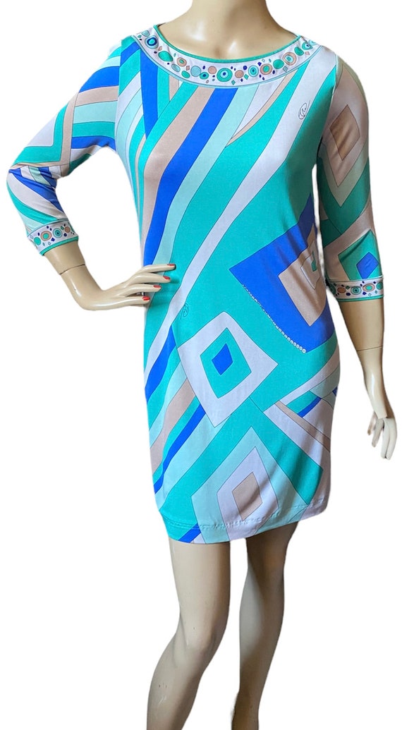 Seafood print silk dress Aqua Mix Maxi Boho FLORA 