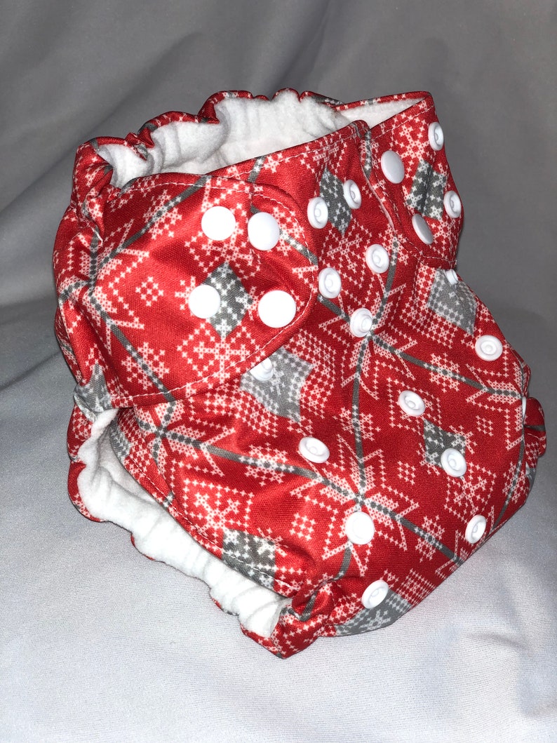 One Size Girl Cloth Diaper Cloth Diaper Cloth Diaper Boy Cloth Diaper Winter Red Sweater - Pocket Diaper Fair Isle