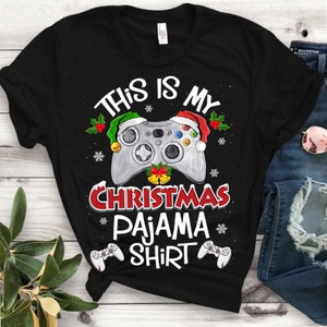 This Is My Christmas Pajama Gamer Video Game Lover Santa Hat T-Shirt This Is My Christmas Pajama Gamer Video Game Lover Santa Hat T-Shirt
