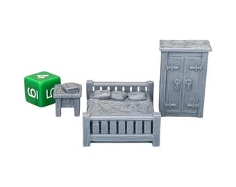 Double Bed Furniture, Dungeons and Dragons DnD Scatter Terrain Mini 32mm Lot