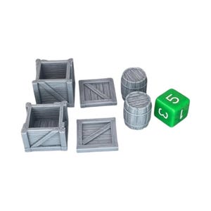 Crates with Lids and Barrels, Dungeons and Dragons DnD Scatter Terrain Mini 32mm Lot Bild 2