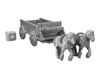 Horse and Wagon Cart, Dungeons and Dragons DnD Scatter Terrain Mini 32mm
