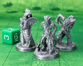 Yuan-Ti Snakefolk People (Set of 3), Dungeons and Dragons Miniatures DnD D&D Mini 32mm Lot