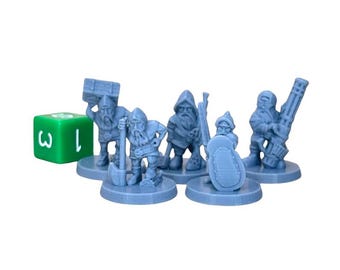 Dwarven Commoners Miniatures (Set of 5) - D&D 32mm PLA Mini