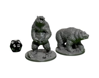 Large Bear Miniatures (Set of 2) - 32mm D&D Mini