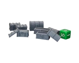 Chest Set, Dungeons and Dragons DnD Scatter Terrain Mini 32mm Lot