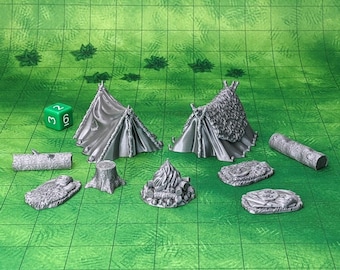 Adventurer's Camp Site, Dungeons and Dragons DnD Scatter Terrain 32mm Lot