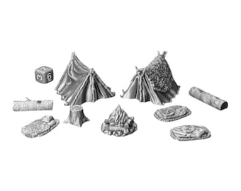 Adventurer's Camp Site, Dungeons and Dragons DnD Scatter Terrain 32mm Lot