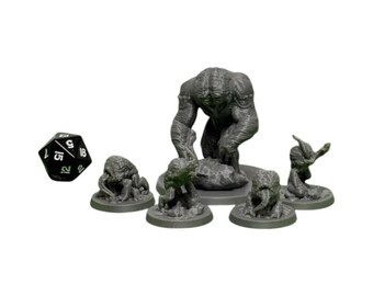 Brain Flesh Golem DnD Miniatures - Set of 5, 32mm PLA Figures