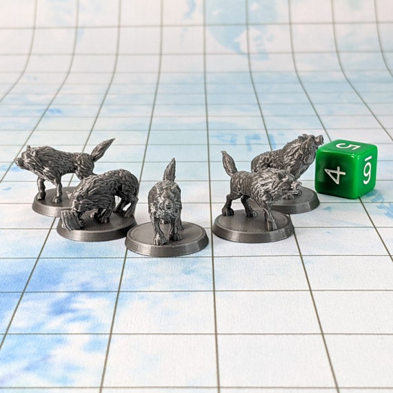 Wolf Pack Set of 5 Dungeons and Dragons Miniatures D&amp;D DnD | Etsy