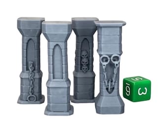 Stone Pillars, Dungeons and Dragons DnD Scatter Terrain Mini 32mm Lot