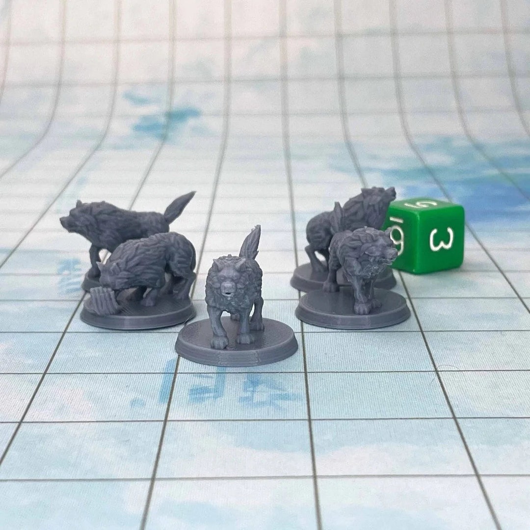 Wolf Pack set of 5 Dungeons and Dragons Miniature Dnd - Etsy