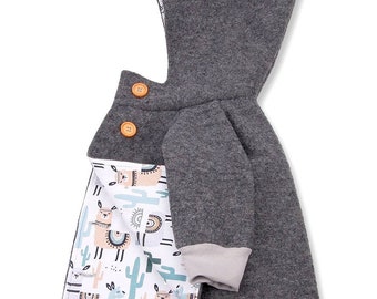 Wool jacket grey, lined with llama jersey, baby, child, size. 62-116