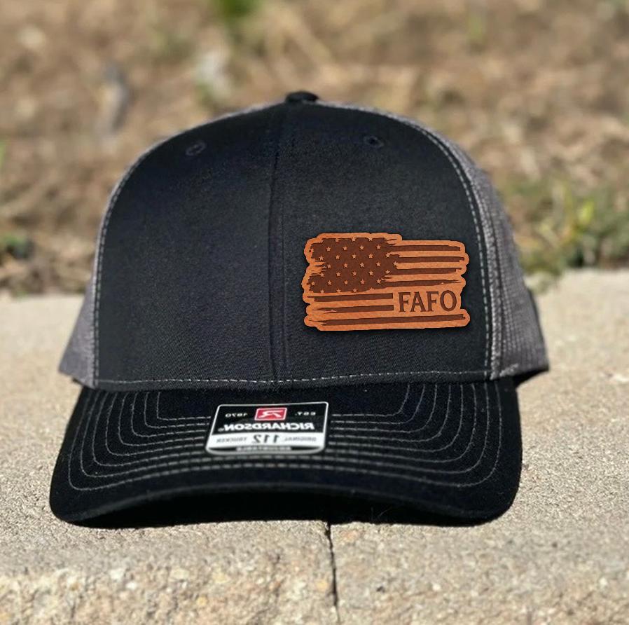 FAFO, American Flag Hat Patriotic Trucker Hat Leather Patch Hat 4th of ...