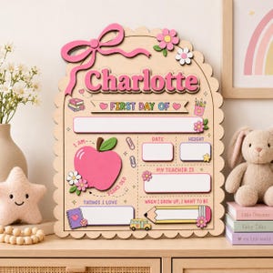 Letrero escolar personalizado para niños, cartel de primer día y último día, letrero de recuerdo para preescolar y jardín de infancia. imagen 2