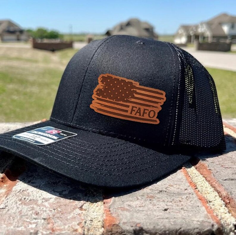 FAFO, American Flag Hat Patriotic Trucker Hat Leather Patch Hat 4th of ...