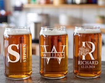 Personalized 16oz Beer Can Glass - Custom Name Gift for Wedding, Groom, Bride & Couples