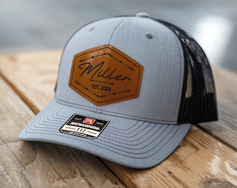 Custom Groom Hat - Last Name Hat - Wedding Hats  - Leather Patch Hat - Grooms Hat - Custom Hat for Groom - Wedding Announcement - Groomsmen