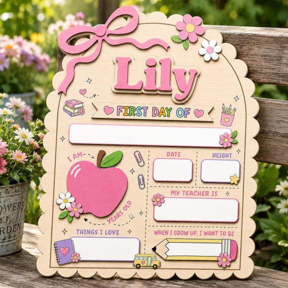 Custom School Sign for Kids, First Day Last Day Board, Preschool Kindergarten Keepsake Sign