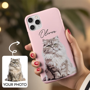 Custom Pet Photo Phone Case, Custom Cat Face Phone Case, Gift for Cat Lover, Unique Gift for Cat Mom, Cat Dad, Pet Memorial, Animal Lovers