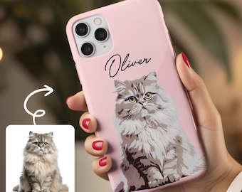Custom Pet Photo Phone Case, Custom Cat Face Phone Case, Gift for Cat Lover, Unique Gift for Cat Mom, Cat Dad, Pet Memorial, Animal Lovers