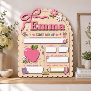 Letrero escolar personalizado para niños, cartel de primer día y último día, letrero de recuerdo para preescolar y jardín de infancia. imagen 7