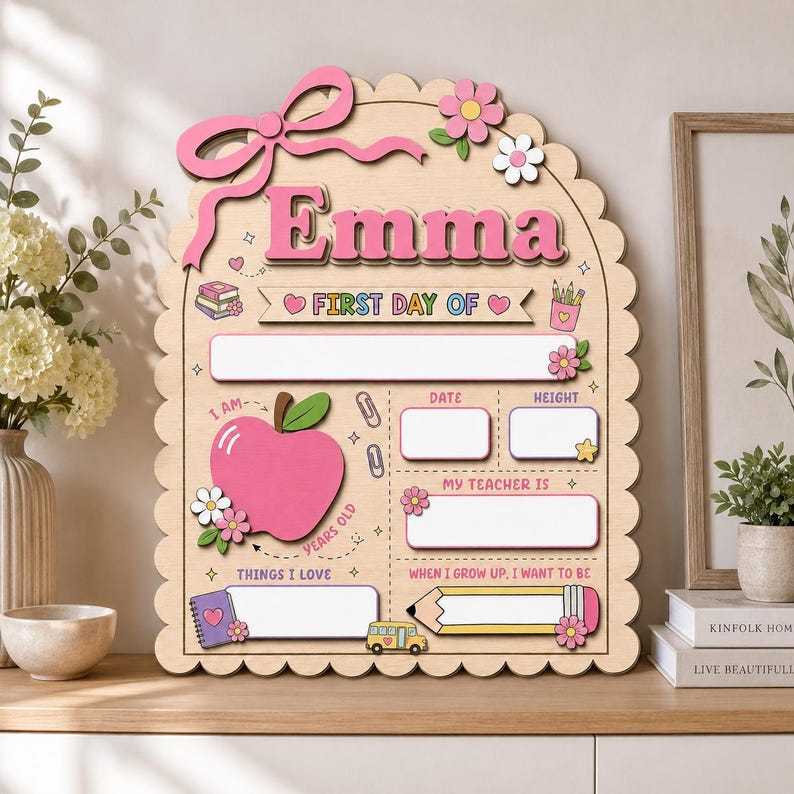 Letrero escolar personalizado para niños, cartel de primer día y último día, letrero de recuerdo para preescolar y jardín de infancia. imagen 7