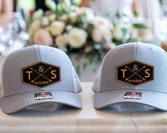 Custom Wedding Hats, Custom Groom Hat, Groomsman, Best Man, Personalized Bridal Party Gift, Couples Initials Date, Best Man, Initials