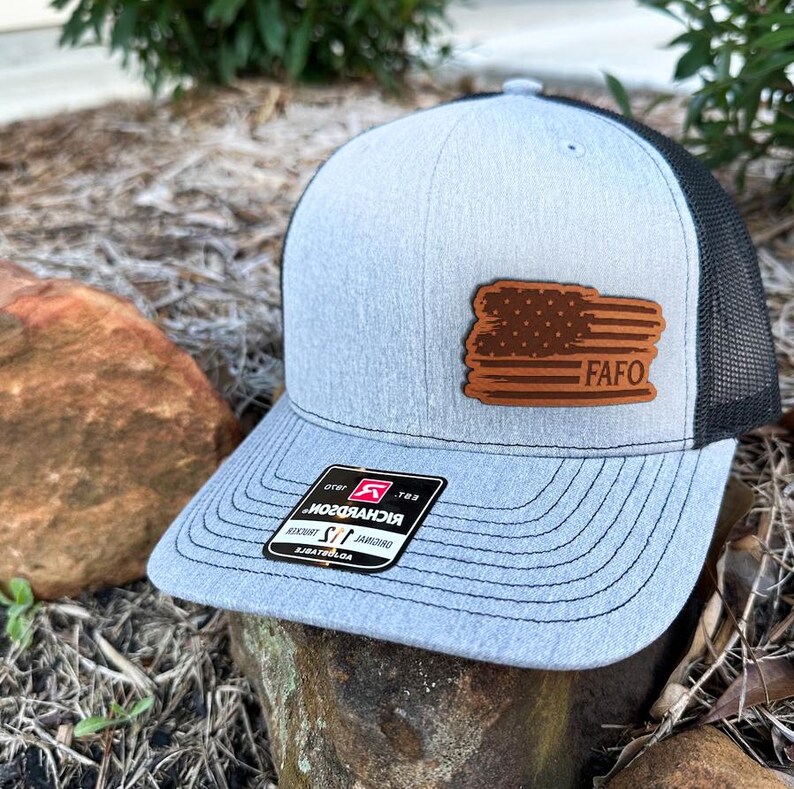 FAFO, American Flag Hat Patriotic Trucker Hat Leather Patch Hat 4th of ...