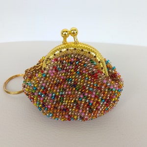 Monedero con cuentas de crochet multicolor para guardar auriculares Estuche para lápiz labial Monedero de mano Estuche para guardar todo tipo de cosas Estuche de viaje con cierre para joyas Organizador de cables Regalo para madrastra