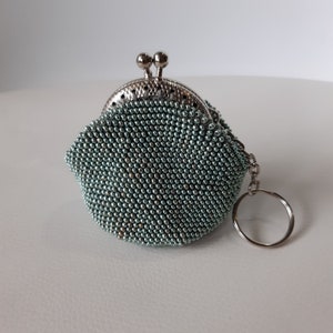 Brillante plata turquesa crochet con cuentas auricular titular monedero Chapstick caso Carryall bolso viaje joyería cierre bolsa Cord organizador regalo