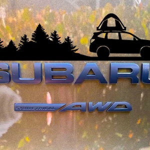 Over badge decal, decal for trunk rear Subie, Vinyl Mountain and Trees Decal, Car Emblem Graphic, vinyl, Decals Crosstrek, Ascent, Outback